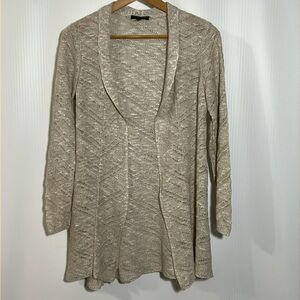 Eileen Fischer Petite Sz S Open-Knit Beige Cardigan